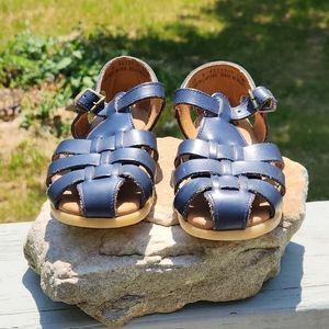 Toddler Boys SZ 10 Stride Rite Navy Blue Leather Upper Fisherman Vintage Sandals